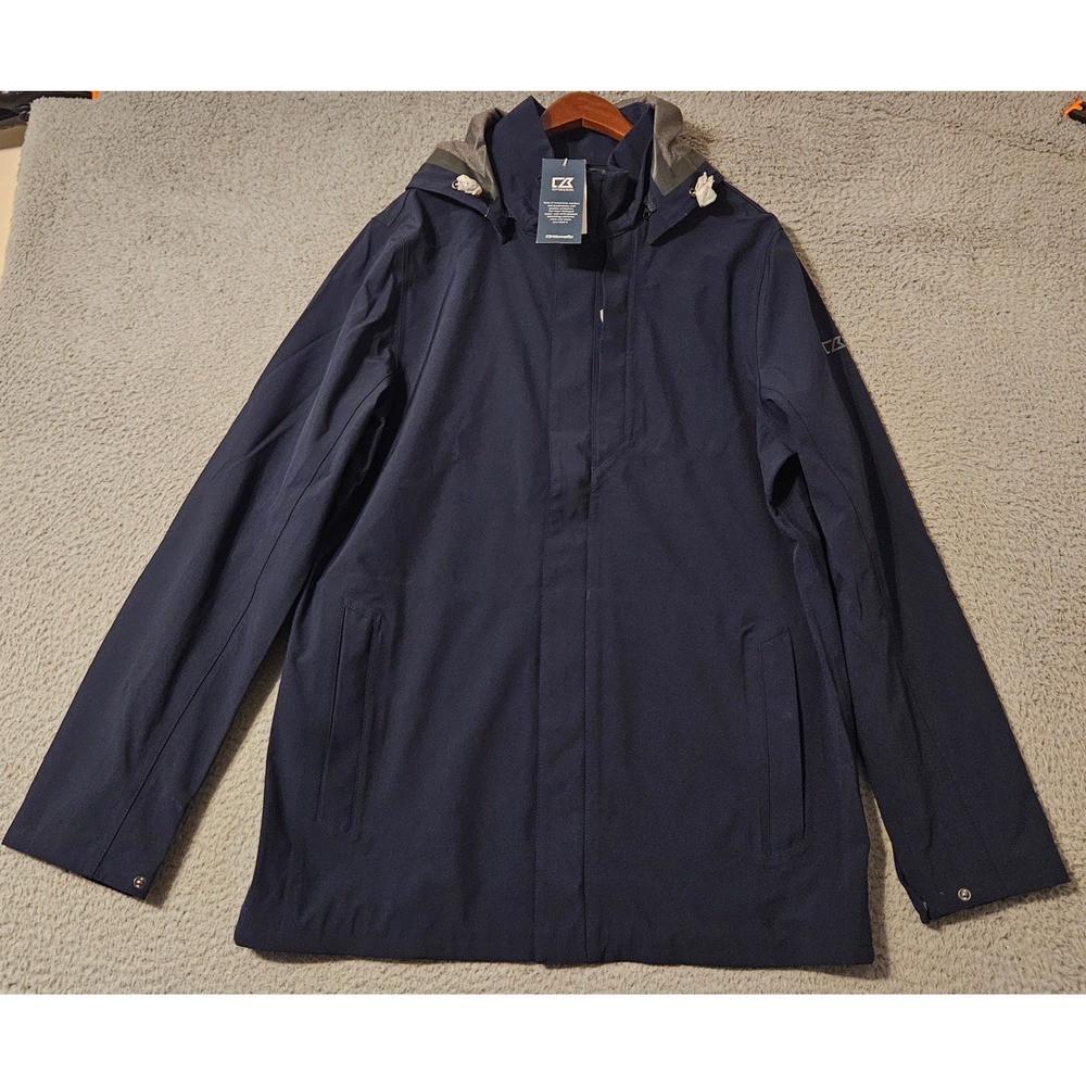 Cutter & Buck Mens Blue Shield Hooded Shell Rain Jacket MCO00028 Large NWT